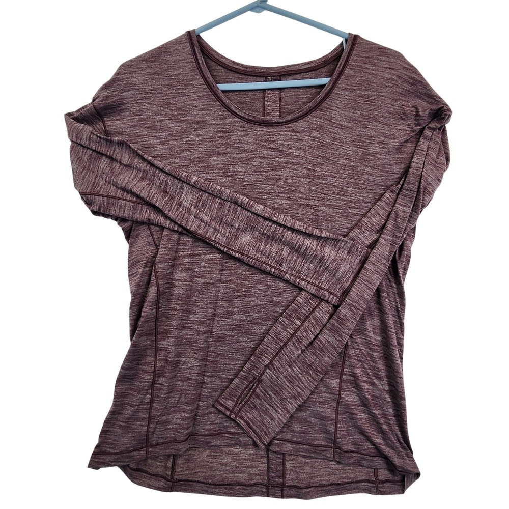 Lululemon Maroon Heathered Long Sleeve Thumbhole Athletic Top Yoga Activewear